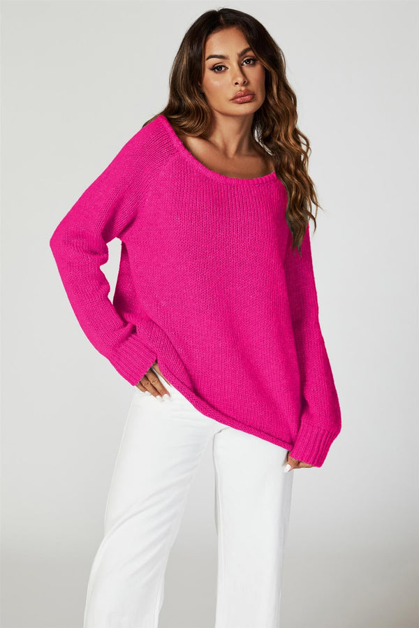 Bequemes Pulloveroberteil in Magenta