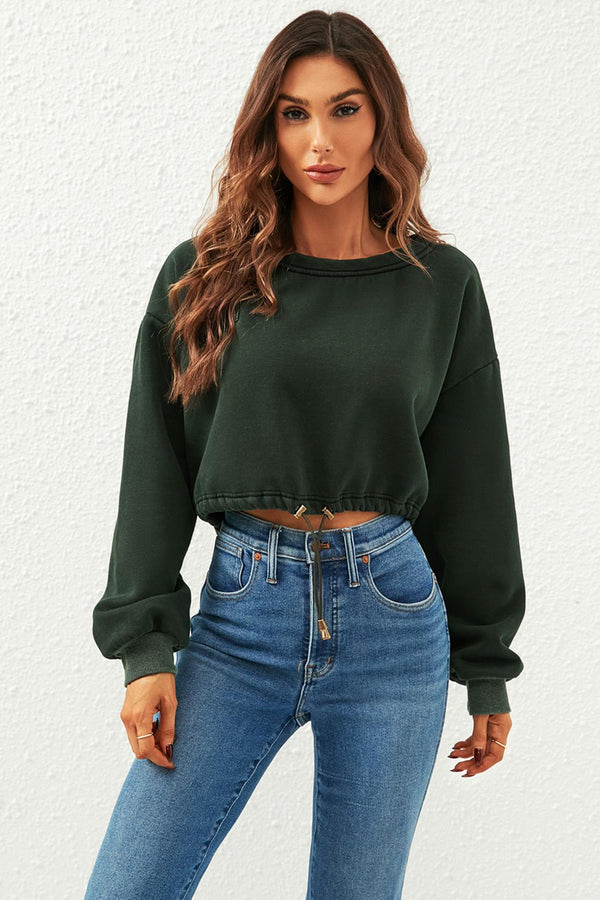 Perfect oversized cropped sweatshirt in donkergroen 