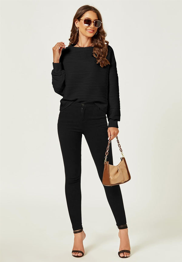Top met textuurpatroon in zwart