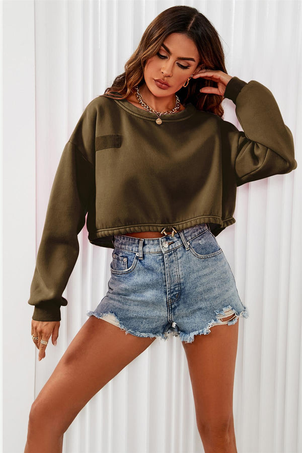 Perfect oversized cropped sweatshirt in kaki 