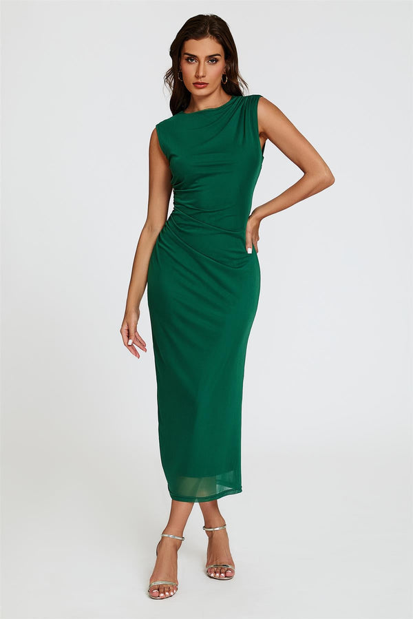 Mesh maxi-jurk in groen